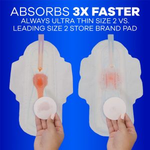 Always Ultra Thin Size 2 Long Super Pads Without Wings, Unscented